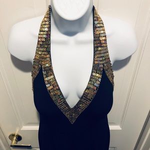 Gold Sequin neckline Gown